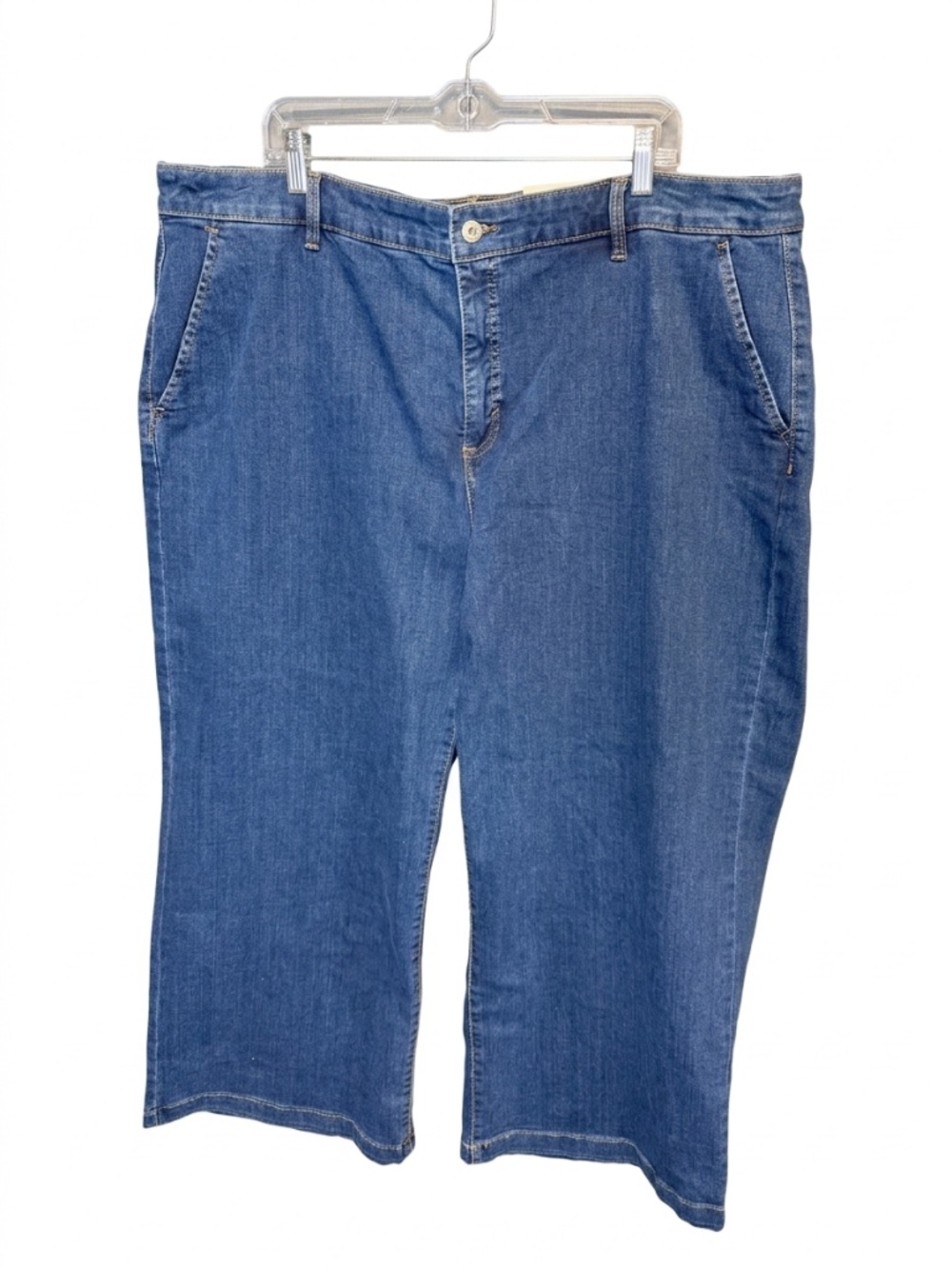 NWT Style&Co Plus Size 24W Dark Wash Wide Leg High Rise Jeans Slimming Pockets